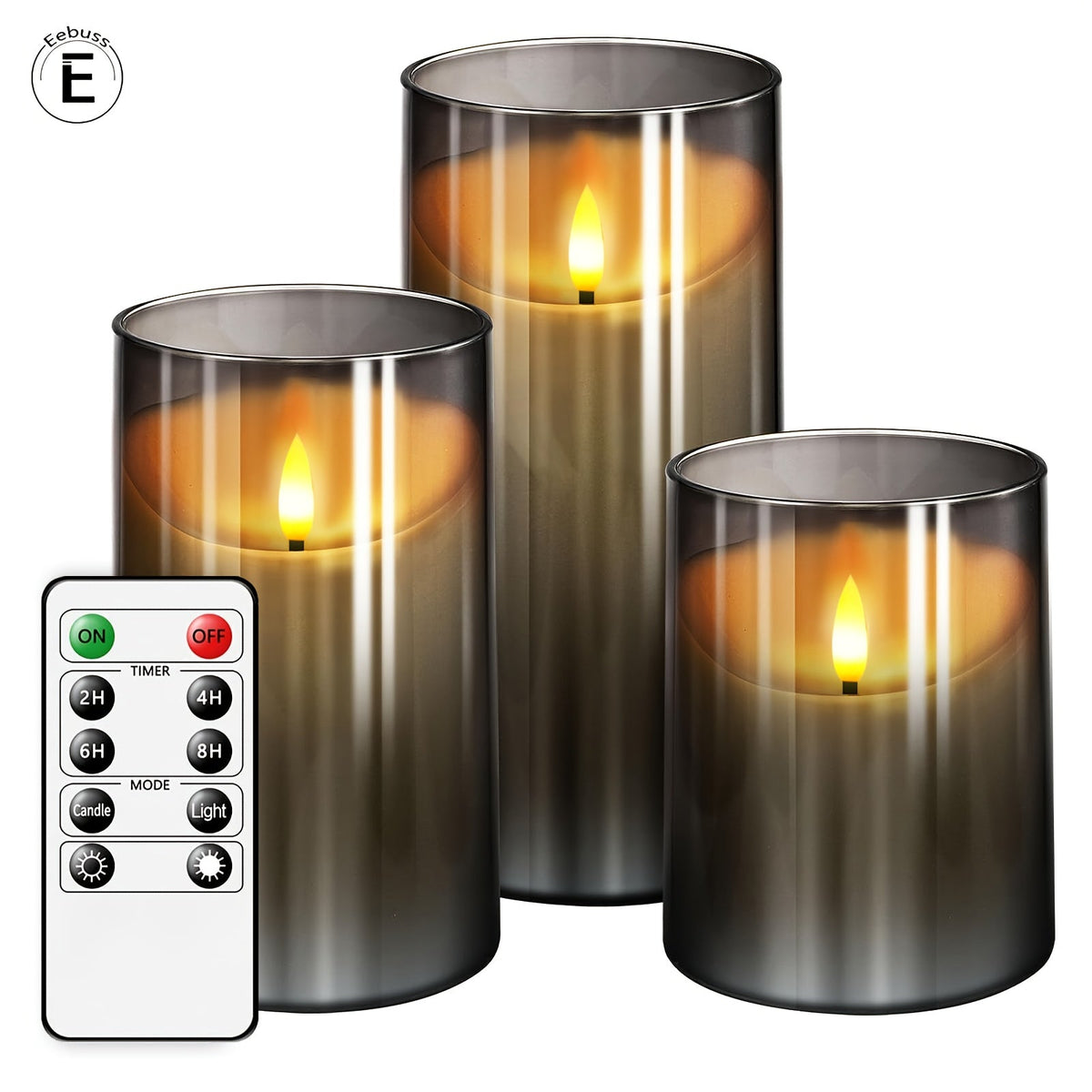 CandleAura - LED Grey Candles with Realistic Flame