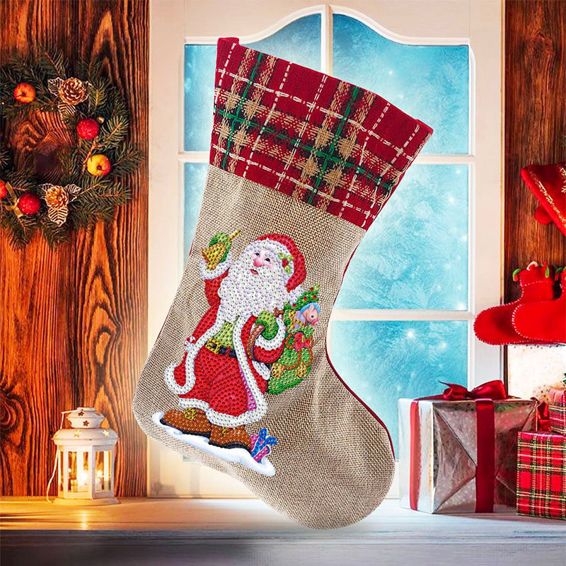 5D Diamond Painting Xmas Rhinestone Socks Embroidery Mosaic Gift Bag