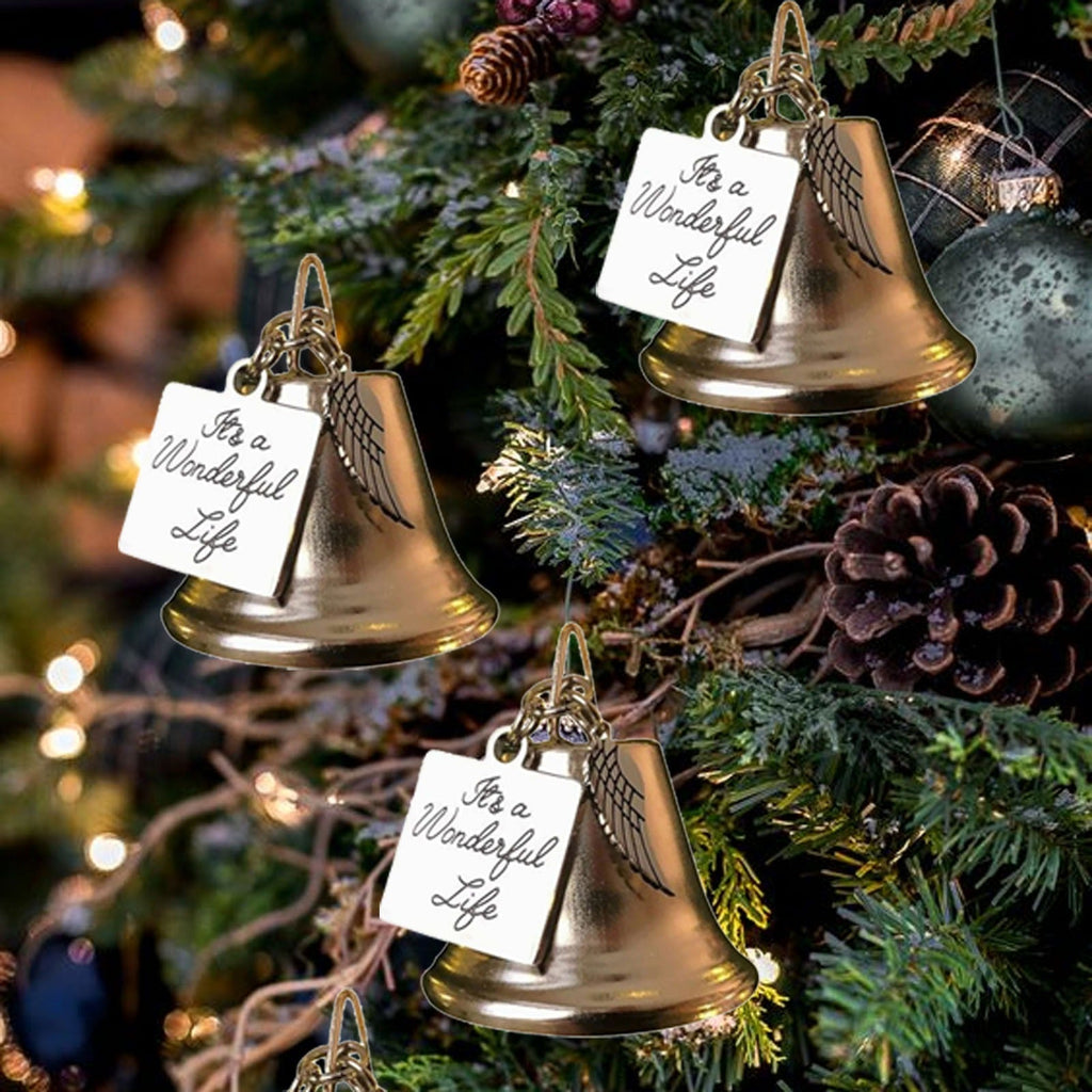 Christmas Tree Memorial Ornaments Angel Wings Bell Pendant Hanging Decoration