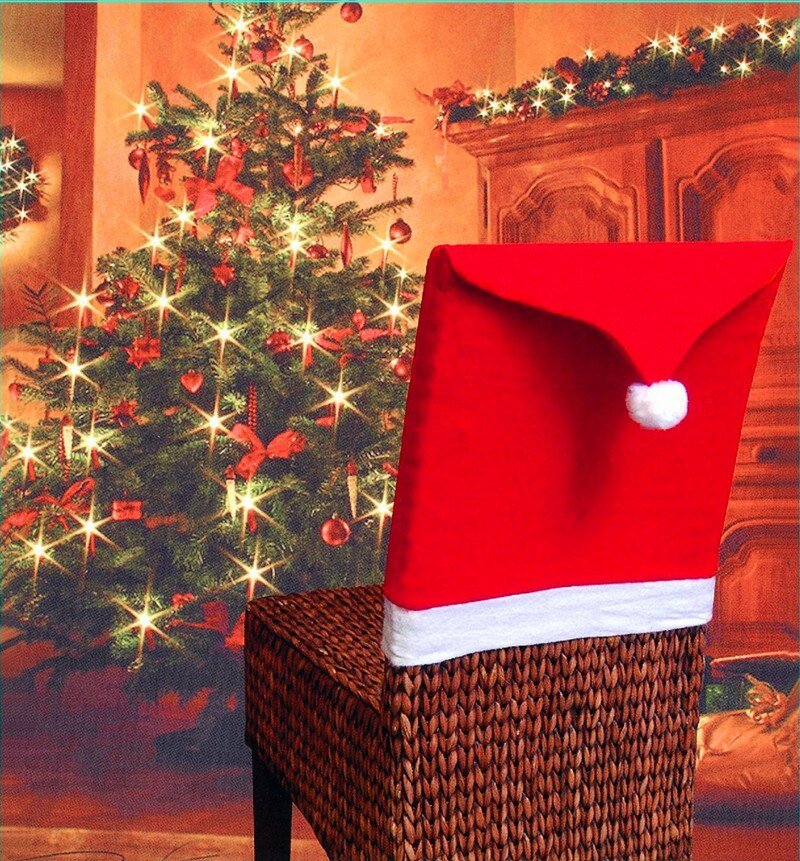 Christmas Santa Hat Chair Covers - Festive Chair Elegance - 4 piece set