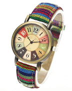 Wise Retro Watch with Denim Canvas Strap – Unisex Vintage Style Wristwatch