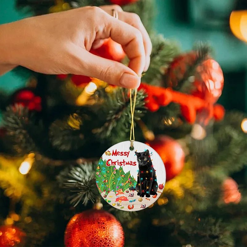 Acrylic Black Cat Christmas Ornaments Set – Adorable Tree Pendants for Weddings, Parties, and Festive Home Décor