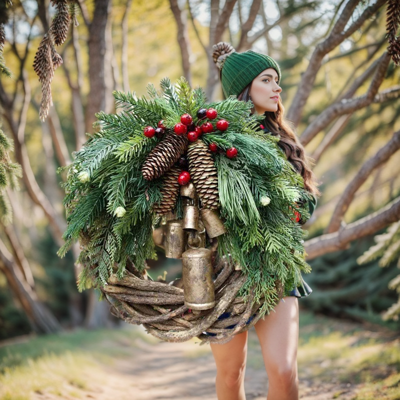 Boho Christmas wreath with bells | Door & wall decoration | Handmade