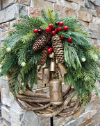Boho Christmas wreath with bells | Door & wall decoration | Handmade
