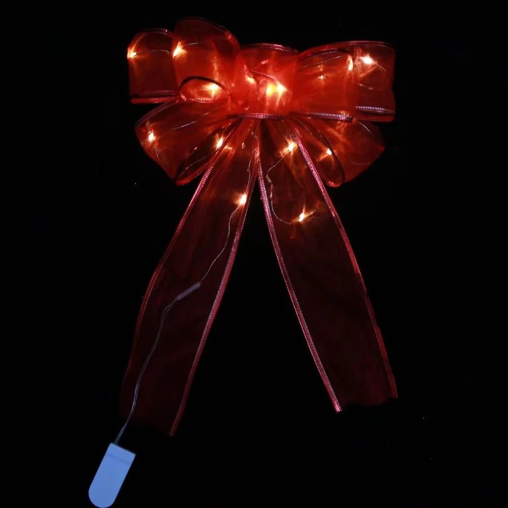 Large Printed Light Up Christmas Bow - Christmas Tree Hanging Decoration Light up Christmas Bows