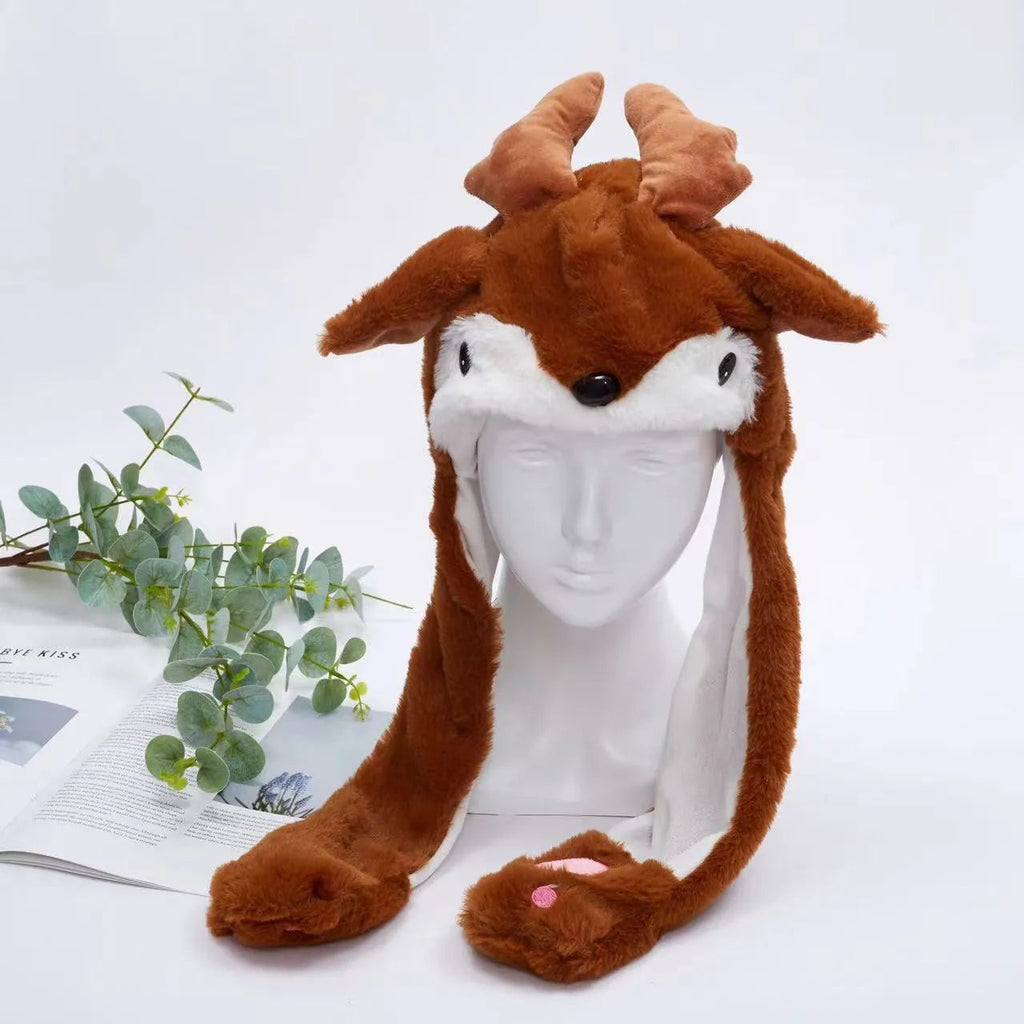 BunnyBounce Plush Hat with Moving Ears for Kids & Adults