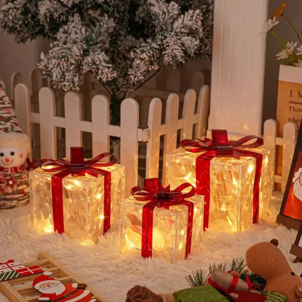 LED Christmas Gift Box with 100 Warm White Lights