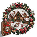 Wooden Irregular Christmas Wreath Piggy Bank Puzzle
