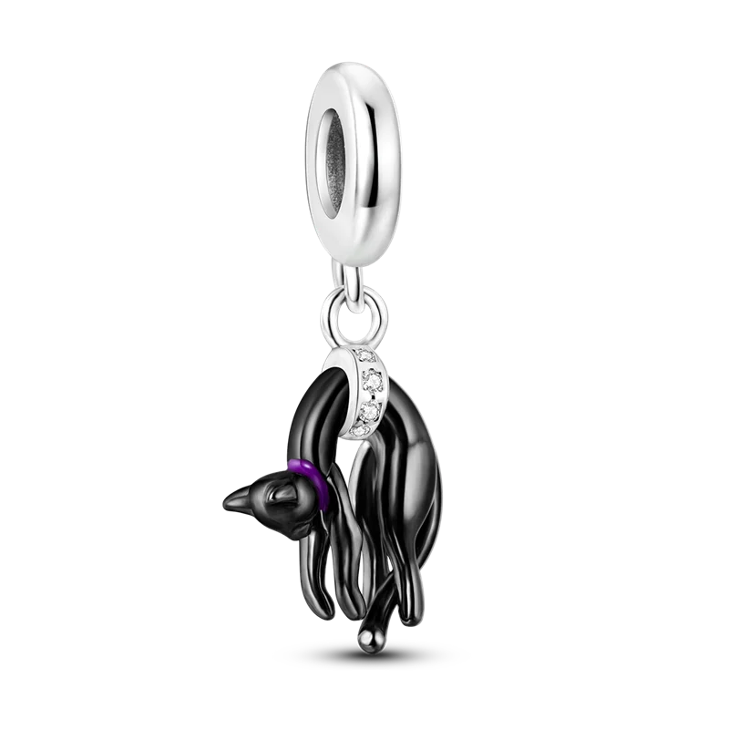 925 Silver Golden Leopard Charms Beads Colorful Chameleon Rhinoceros Lion Scarab Cat Pendant Compatible with Original Pandora Bracelet Jewelry