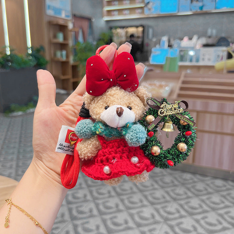 Cute Cartoon Scarf Plush Bear Keychain