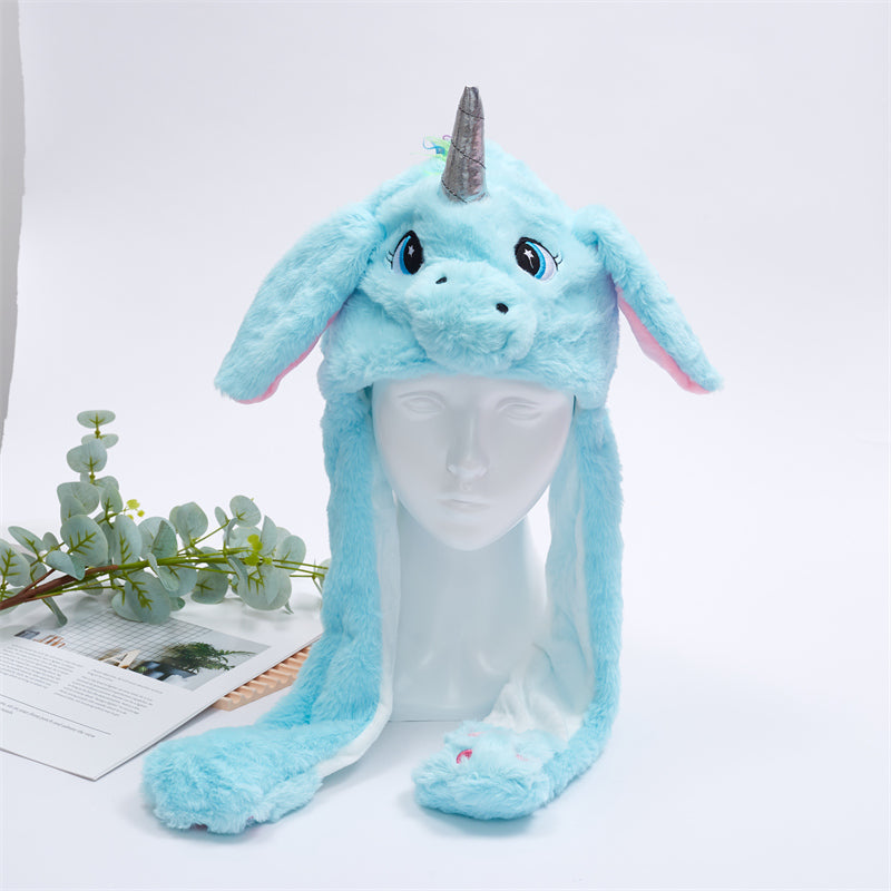 BunnyBounce Plush Hat with Moving Ears for Kids & Adults