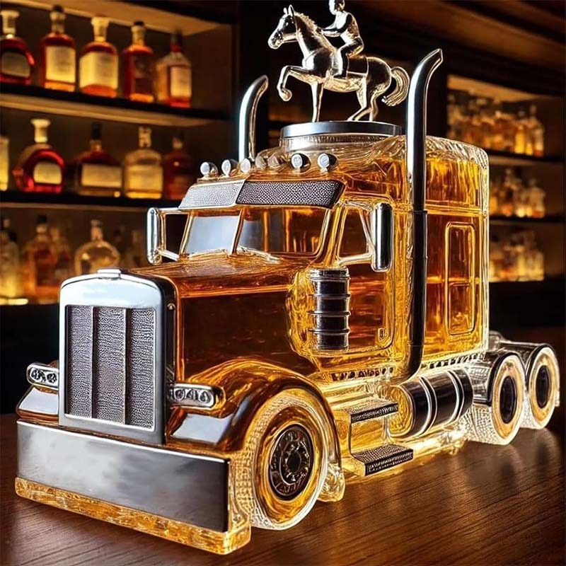 Truck Shape Glass Whiskey Bottle