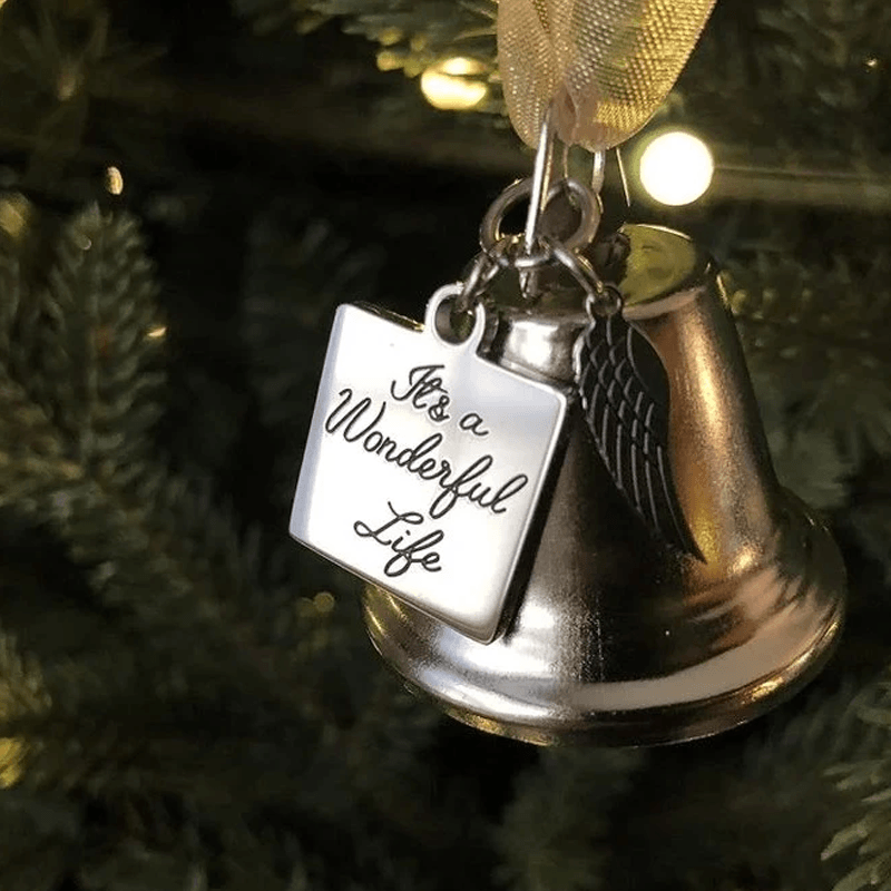 Christmas Tree Memorial Ornaments Angel Wings Bell Pendant Hanging Decoration