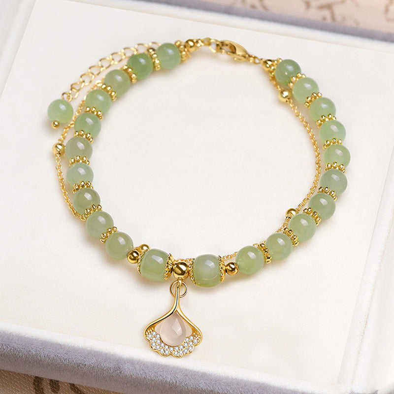 Gold Plated Natural Jade Bracelet