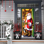 Christmas Door Cover | Fabric Front Door Decoration | Washable & Reusable | 91×203cm
