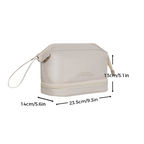 Large Travel Cosmetic Bag with Double-Layer Storage and Water-Resistant PU Leather