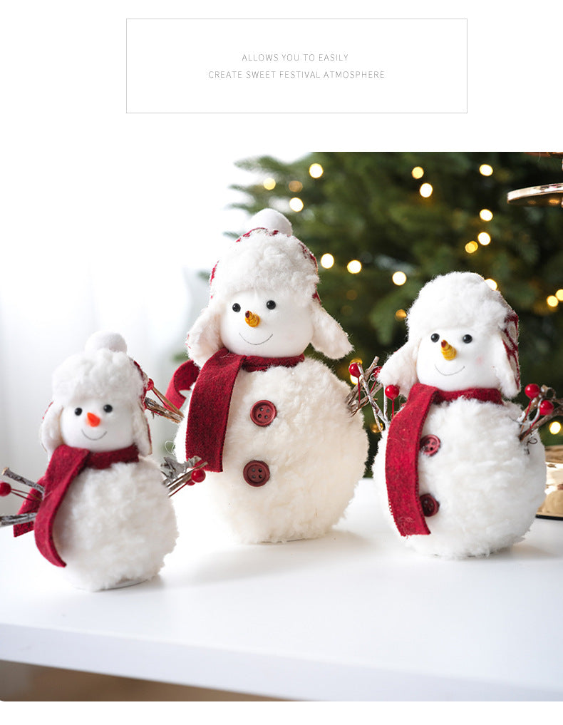 Plush Knitted Christmas Snowman Doll Ornament