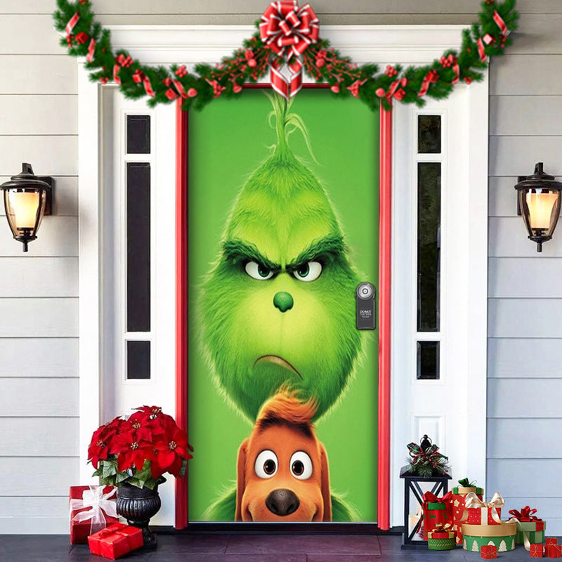 Christmas Door Cover | Fabric Front Door Decoration | Washable & Reusable | 91×203cm