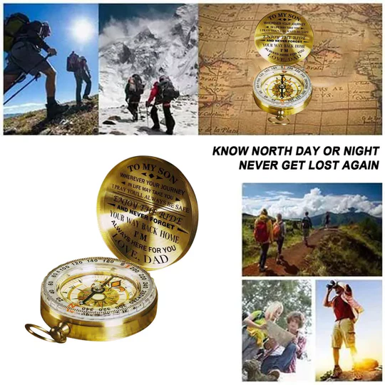 Dad To Son - Enjoy The Ride - Compass Lettering Multi-Function Compass