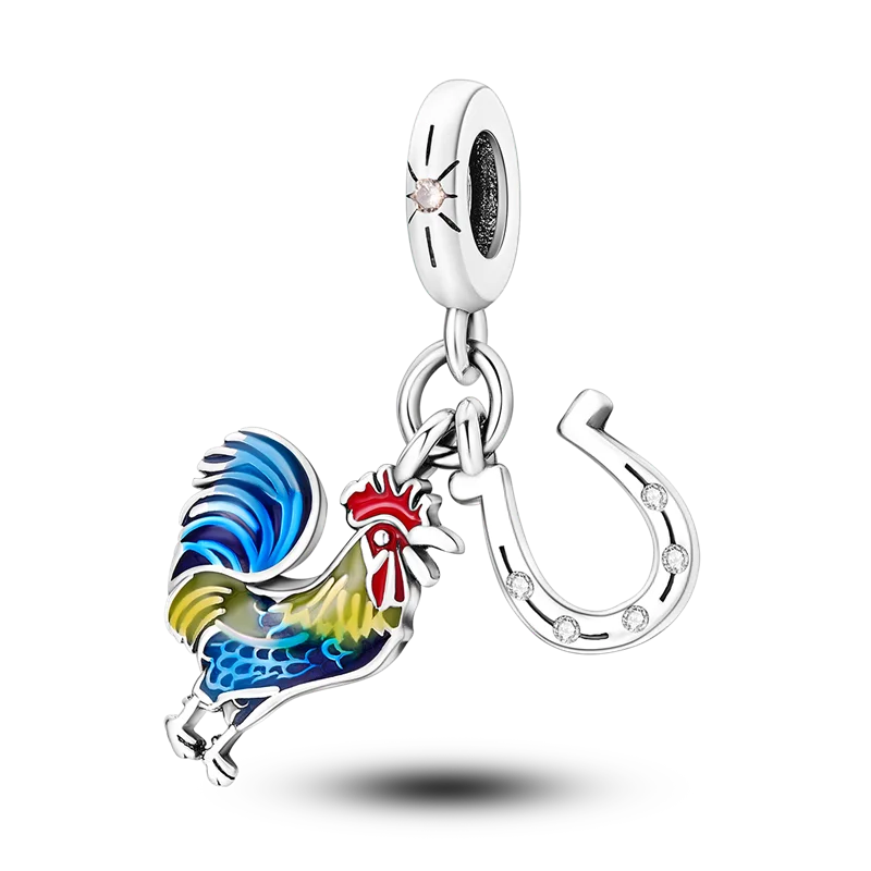 925 Silver Golden Leopard Charms Beads Colorful Chameleon Rhinoceros Lion Scarab Cat Pendant Compatible with Original Pandora Bracelet Jewelry