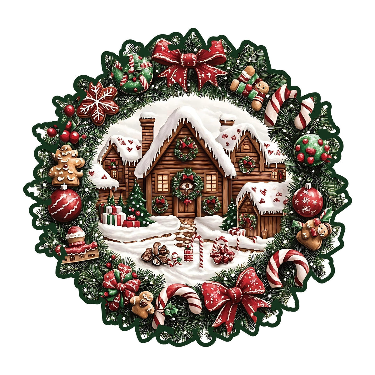 Wooden Irregular Christmas Wreath Piggy Bank Puzzle