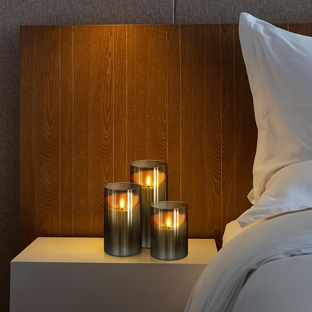 CandleAura - LED Grey Candles with Realistic Flame