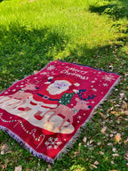 Thick Knitted Gold Thread Christmas Sofa Throw