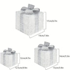 Lighted Christmas Gift Box Set of 3 with Warm White LEDs for Indoor and Outdoor Decor
