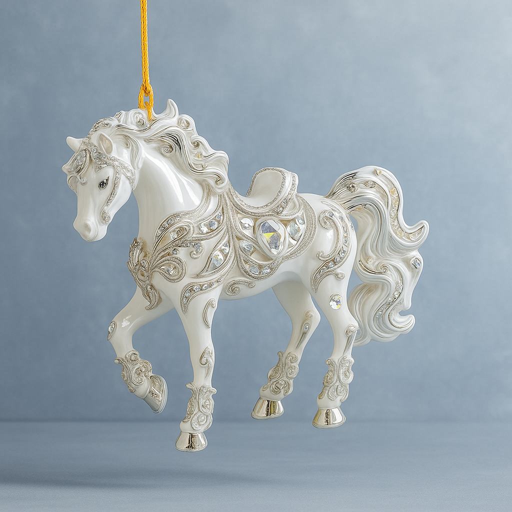 Christmas Ornament Horse Acrylic Rhinestone Hanging Tree Decor