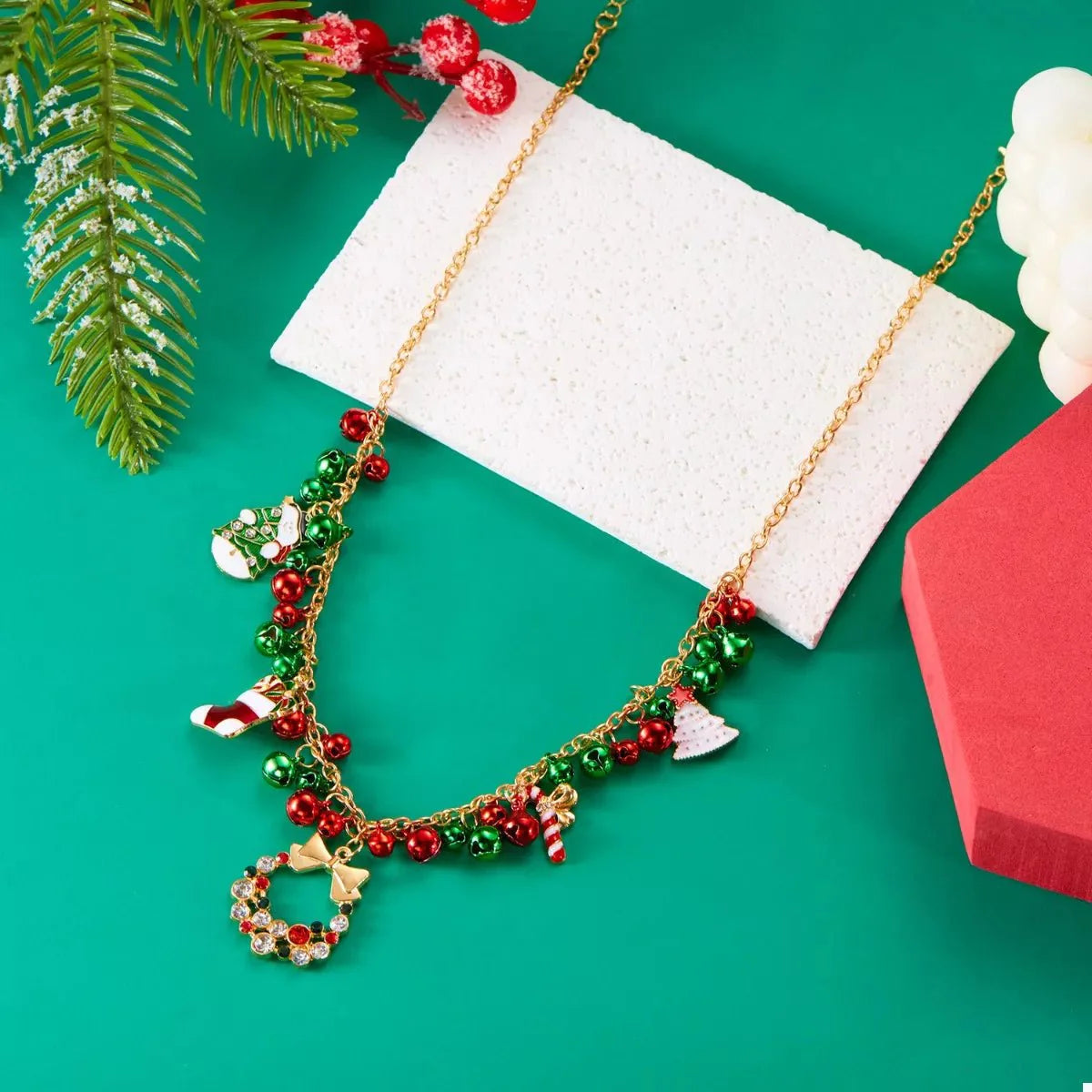 18K Gold-Plated Christmas Charm Necklace