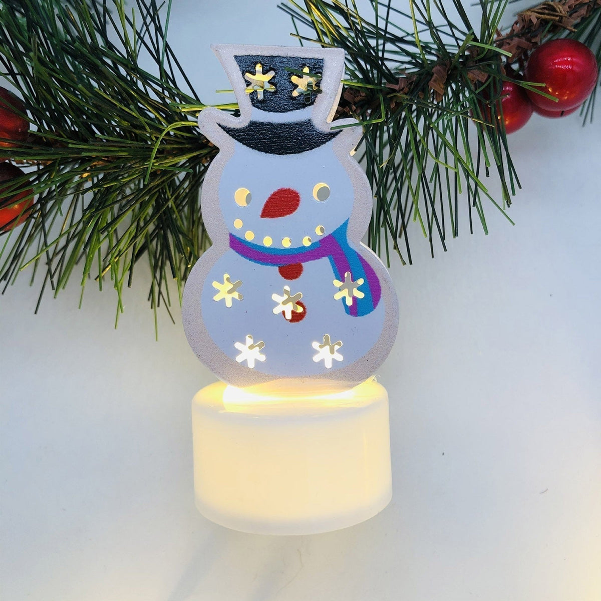 Electronic LED Christmas Candle Lamps - Set of 10 – Adorable Santa, Snowman & Tree Night Lights for Festive Home, Party, & Garden Décor