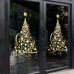 Golden Christmas Tree Window Clings Stickers for Glass