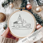 Christmas Embroidery Kit | Winter Snowy Village Pattern | Beginner Craft Set with Hoop & Threads