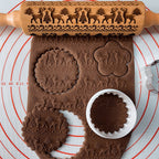 Embossed Rolling Pin Christmas Roller | Handmade from Beech Wood | Christmas Designs & Cookie Cutters