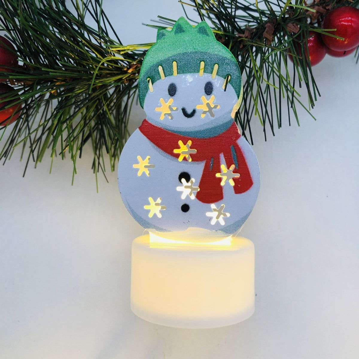 Electronic LED Christmas Candle Lamps - Set of 10 – Adorable Santa, Snowman & Tree Night Lights for Festive Home, Party, & Garden Décor