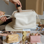 Large Travel Cosmetic Bag with Double-Layer Design