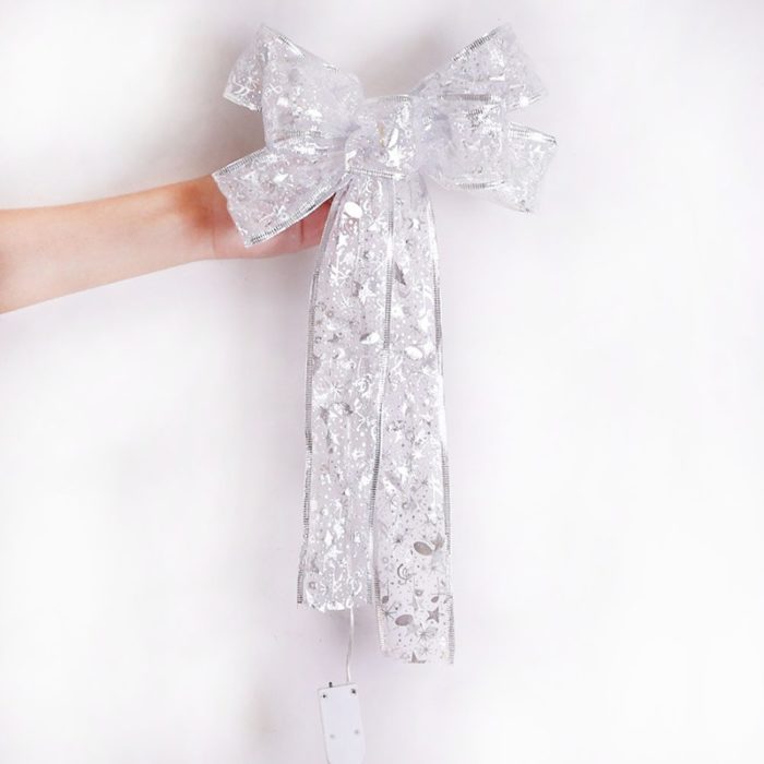 Large Printed Light Up Christmas Bow - Christmas Tree Hanging Decoration Light up Christmas Bows