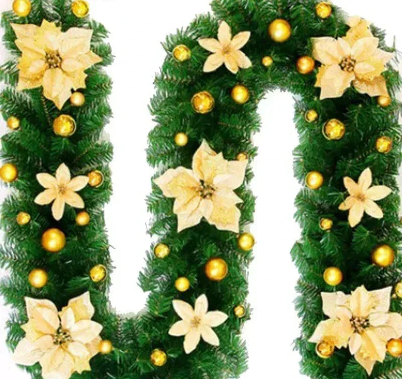 Christmas Garland | Elegant Rattan Banner with LED Lighting
