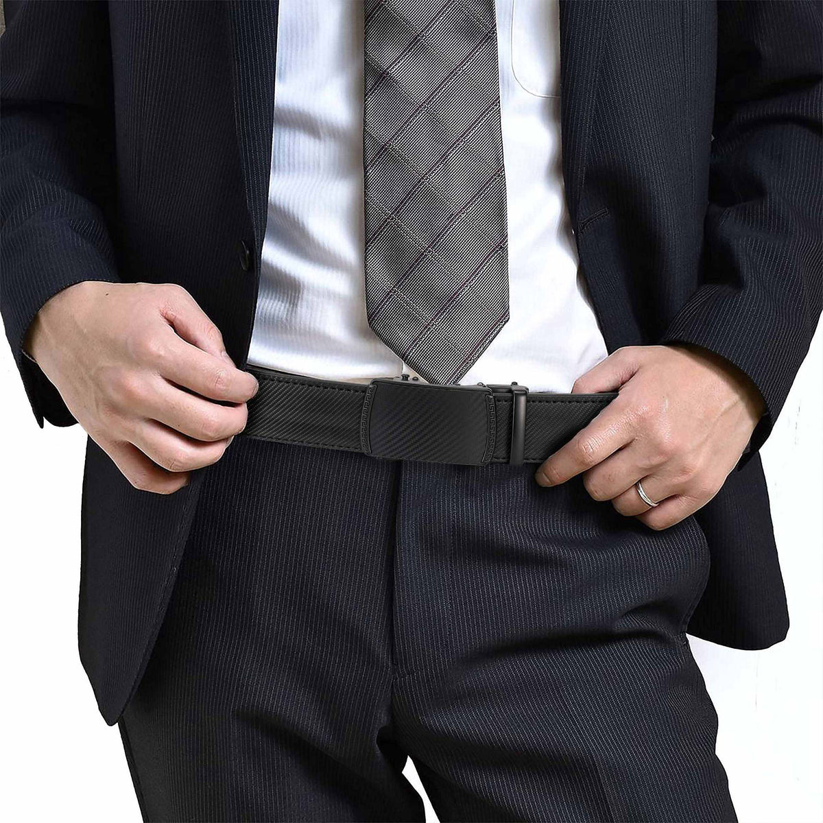Eptchn Leather Ratchet Belt With Adjustable Buckle CrackSlick