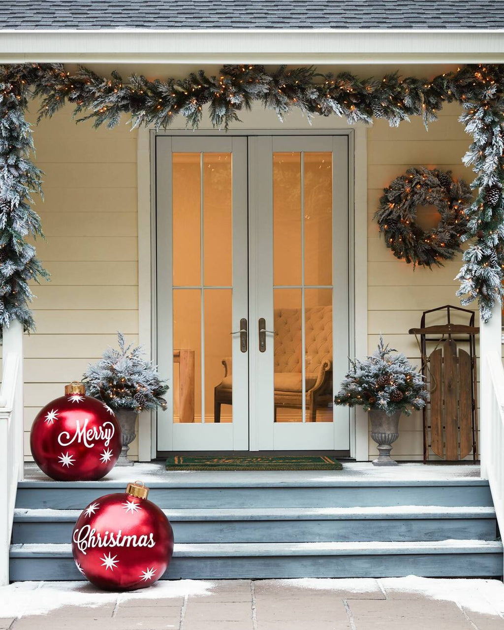 Inflatable Christmas decorative balls | PVC outdoor balls | Weatherproof & reusable | Various designs