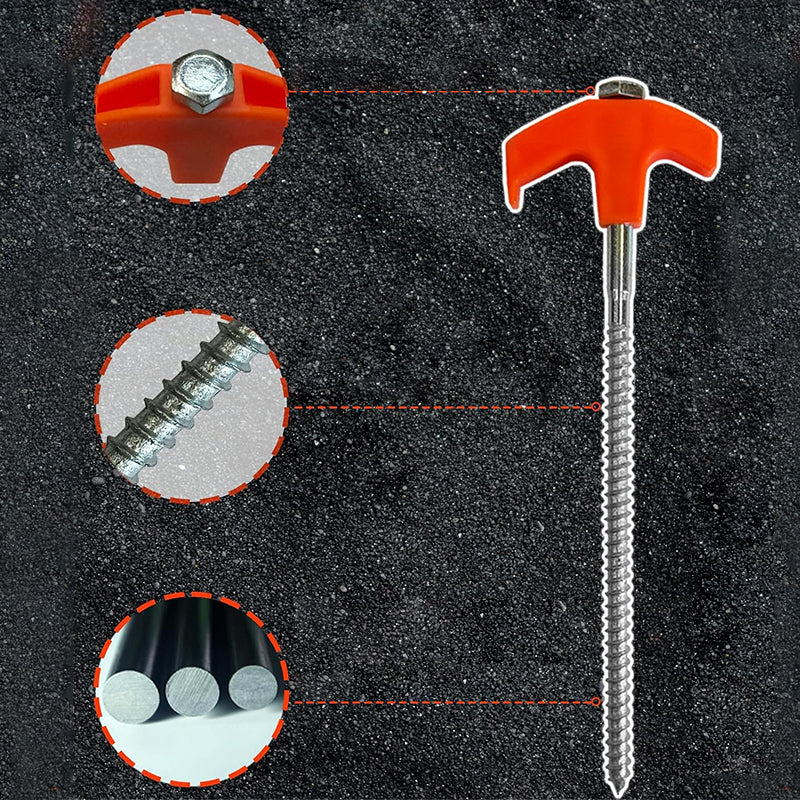 Rotatable tent pegs with thread