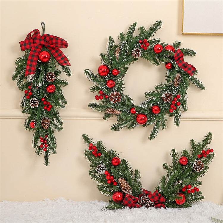 Christmas 3 PC Set - Garland, Wreath, Swag Wall Hanging Christmas Decoration Set