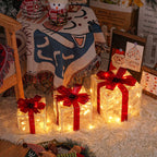 Lighted Christmas Gift Box Set of 3 with Warm White LEDs for Indoor and Outdoor Decor