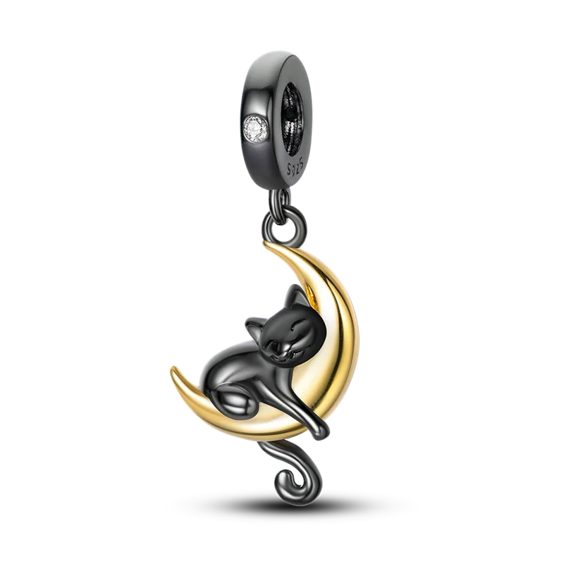 925 Silver Golden Leopard Charms Beads Colorful Chameleon Rhinoceros Lion Scarab Cat Pendant Compatible with Original Pandora Bracelet Jewelry