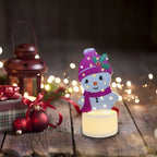 Electronic LED Christmas Candle Lamps - Set of 10 – Adorable Santa, Snowman & Tree Night Lights for Festive Home, Party, & Garden Décor