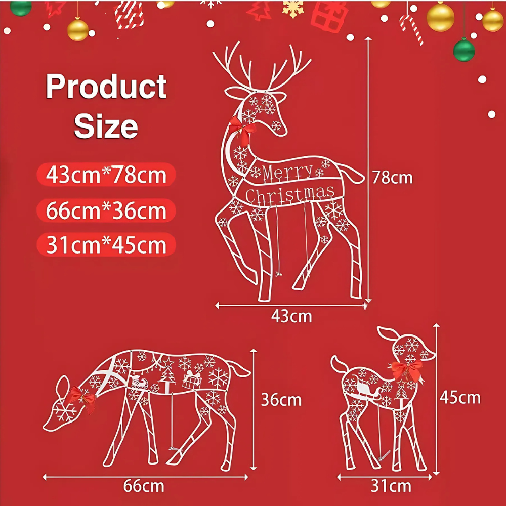 Christmas Decorations Reindeer Sleigh Light Display