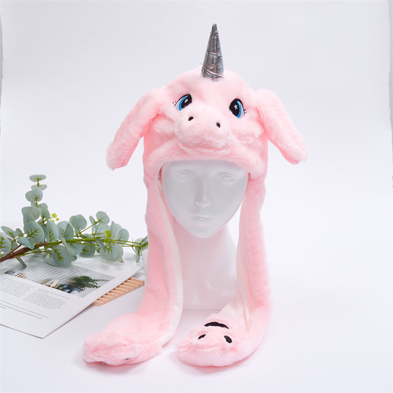BunnyBounce Plush Hat with Moving Ears for Kids & Adults