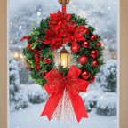 Wreath with Lantern and Ornaments for Radiant Christmas Charm