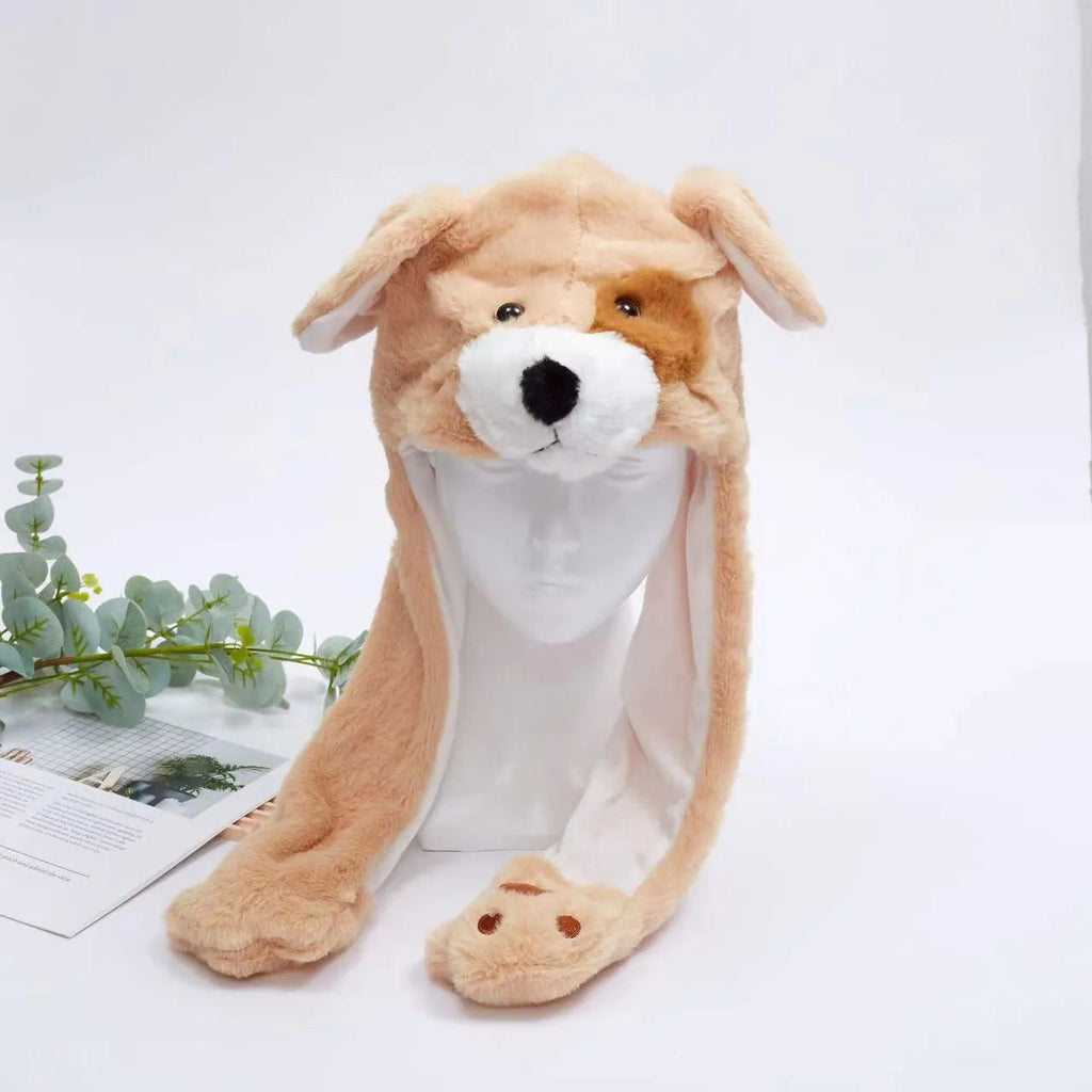 BunnyBounce Plush Hat with Moving Ears for Kids & Adults