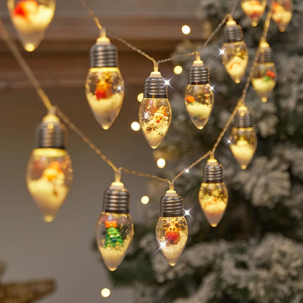 LED Snowball String Lights “FrostyGlow” | 2 m | 10 LEDs | Battery operated | Christmas & New Year's decoration